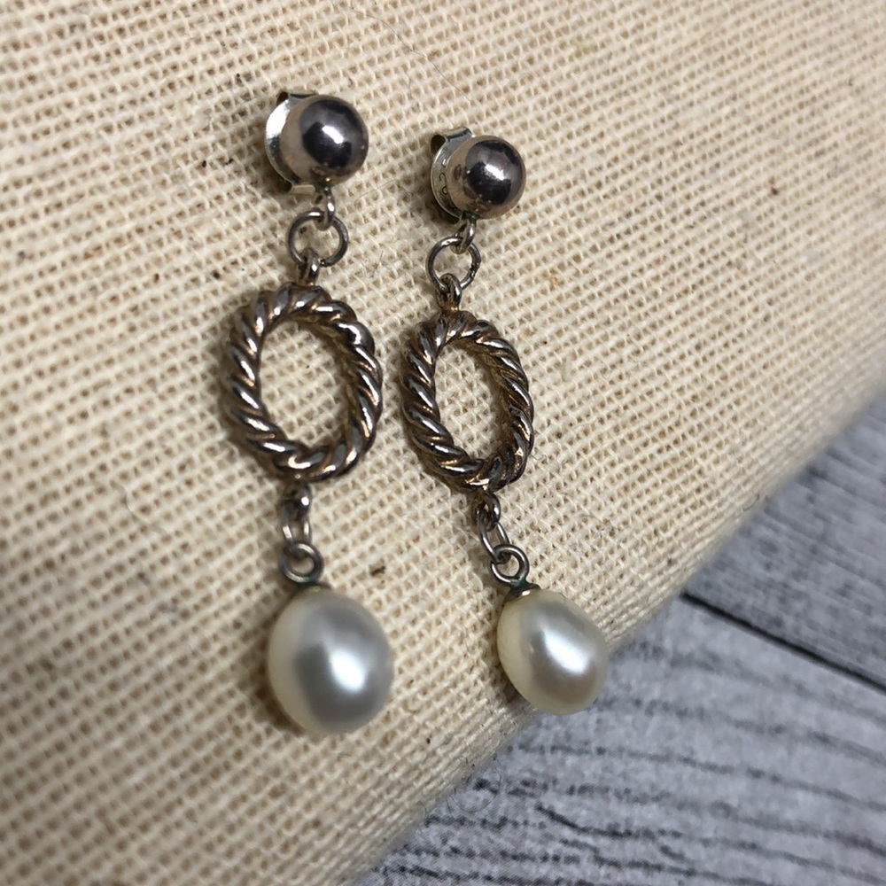 Solid Sterling Silver 925 Earrings With Freshwater Pearls View 2